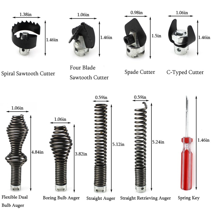 Amonk 9-Piece Drain Snake Drill Attachment Heavy-Duty Drain Cleaning Set