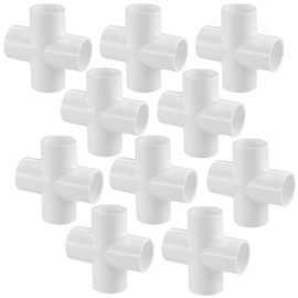 10Pack 3/4" PVC Fitting, LESSO 4-Way PVC Pipe Cross 3/4 inch Connector Furniture Grade Fittings for DIY Shelf Building Garden Greenhouse Connection Tent, SCH40