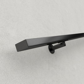Muzata 5Ft Pre-drilled Stair Handrail 1"x2" Rectangular Black Finish Wall Mounted Handrail Stainless Steel Safety Hand Rail Indoor Outdoor Stair Hand Railing Wood Concrete Brick Wall HK28 BP4