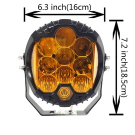 1 pc 7 Inch 75W Led Work Light Side Shooter Circle Amber Lighting Amber Side Flashing Color Ring Led Driving Fog Offroad Lights Utv ATV 4x4 Truck Boat Motorcycle Lighting