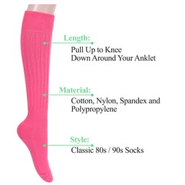 sockfun Pink Socks Scrunchie Slouch Scrunch Stacked Socks, 80s Socks 90s Socks