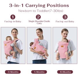 Shiaon Baby Carrier Newborn to Toddler(7-30lbs), Toddler Carrier Baby Holder Carrier with Adjustable Shoulder Strap, Chest Carriers, Pink