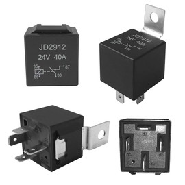Aiqeer 5 Pieces 4 Pin Car Relay, 24V 40A SPST Automotive Relay (Black)