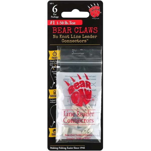Bear Paw MP1 Leader Connectors 1-50-Pound Line, 6-Pack