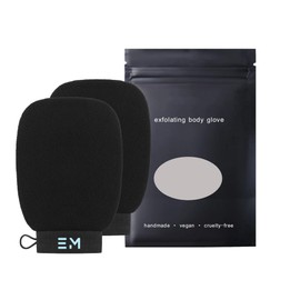 EM Premium Exfoliating Mitt for Body (2pc) – 100% Vegan Viscose Fiber Kessa Body Exfoliator Exfoliating Gloves Korean Skincare Lift Away Dead Skin, Body Exfoliating Glove for Self-Tan Prep & Removal