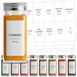 Talented Kitchen - 140 etiquetas minimalistas para tarros de especias – Pegatinas impermeables preimpresas para organización de cocina, etiquetas de condimento de texto negro para tarros de especias