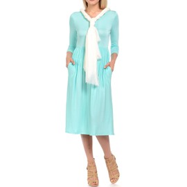 iconic luxe Women's Fit and Flare Midi Dress with Pockets Small Mint