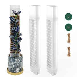 HYYZ 2PCS 18.7-Inch D-Shaped Self-Watering Moss Pole - Plastic Monstera Support for Indoor Climbing Plants. (2, White)