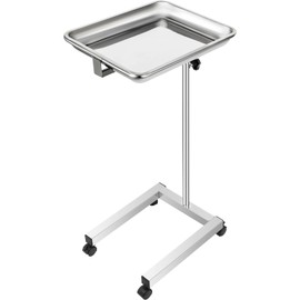 VEVOR Carro de laboratorio de acero inoxidable, carro médico móvil con bandeja extraíble de 45 x 35 cm y soporte para instrumentos médicos de altura a
