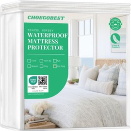 Waterproof Mattress Protector - 100% Tencel Lyocell, College Dorm Essential, Soft & Comfortable, Allergy, Dust Free Mattress Cover (California King)