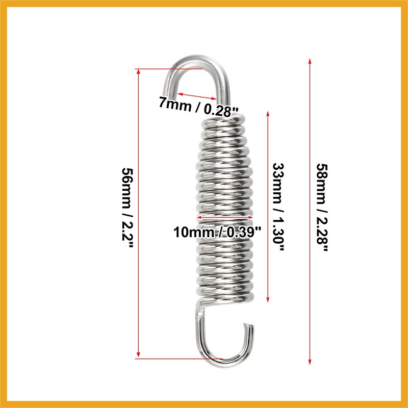 Partuto 2 Pcs Universal Exhaust Pipe Spring for Motorcycles 58mm