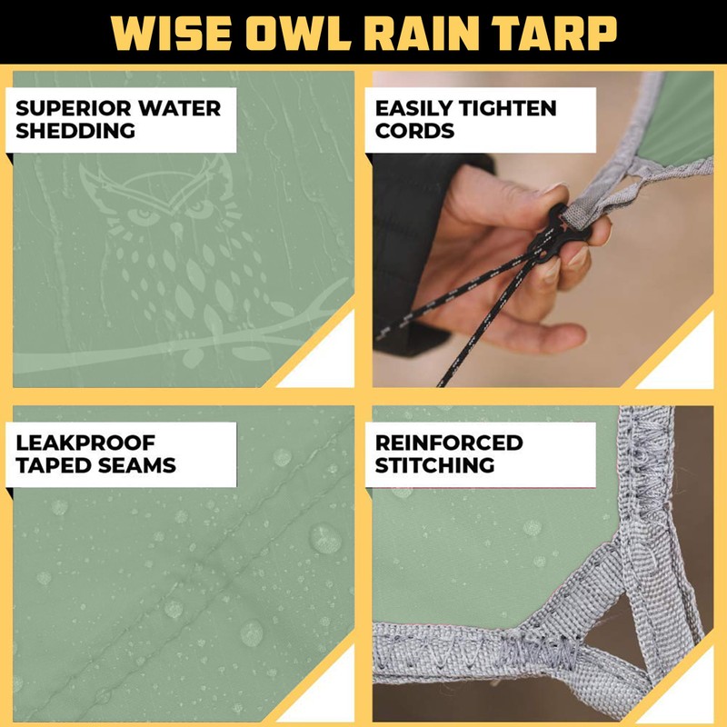 Wise Owl Outfitters Hammock Rain Fly – Waterproof Camping Tarp