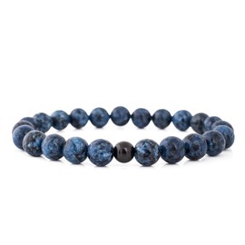 Akitsune Globae Pearl Bracelet | Bracelet Women Men Beads - Matte Black Onyx - 18 cm, Stainless Steel