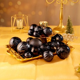 Christmas Ball Ornaments Set（40 pcs）- Hanging Christmas Tree Ball Decorations in 6 Styles and 3 Sizes Shatterproof No Color Fading for Xmas Holiday (Navy Blue)