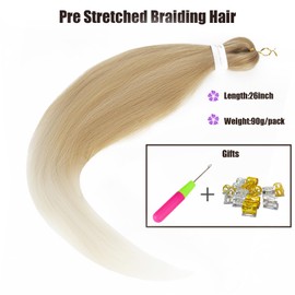 Pre-stretched Braiding Hair Professional Easy Crochet Braid Hair 26 Inch 3 Packs Hot Water Setting Soft Synthetic Braiding Hair Extension for Twist Senegalese Crochet Hair (27/613, 26 inch(Pack of 3))