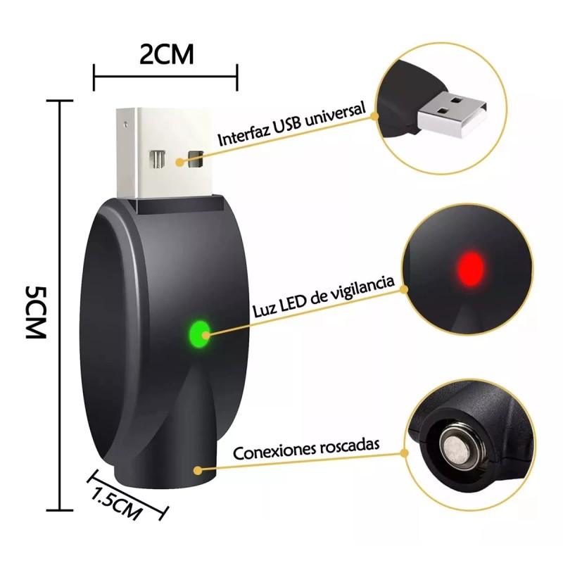 L&T Cargador Usb Para Ego510 Universal Conector Roscado Cargador