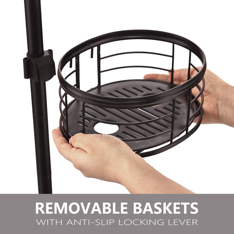 Utopia Alley Rust-Resistant Tension Pole Shower Caddy, 3 Shelves (Oil