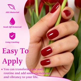 240PC Extra Short Press on Nail Square Red Fake Nails with Glue & Adhesive Tabs,Red Glue on Nails Press on Nail Short Square Acrylic Nail XS False Nail Artificial Fingernail for Women Girls