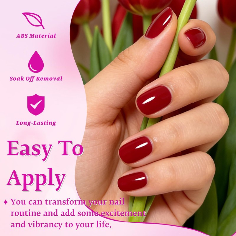 240PC Extra Short Press on Nail Square Red Fake Nails