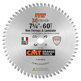 CMT 254.056.07 ITK Industrial Non-Ferrous Metal and Melamine Blade and 7-1/4-Inch Diameter by 56 Teeth with 5/8-Inch Bore, PTFE-Coated