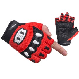 Seibertron Dirtclaw Youth BMX MX ATV MTB Road Racing Mountain Bike Bicycle Cycling Off-Road/Dirt Bike Gel Padded Anti - Slip Palm Fingerless Gloves Motorcycle Motocross Sports Gloves Red L