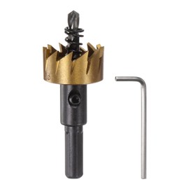 sourcing map Hole Saw 25.5mm (1") M35 HSS (High Speed Steel) Titanium Coated Drill Bit Cutter Opener for Stainless Steel Aluminum Alloy Metal Wood Plastic