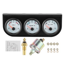 Triple Gauge Kit, 3-in-1 Car Triple Display Electronic Triple Meter Water Temperature + Volt + Oil Pressure Gauge 52 mm Instrument