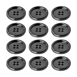 12 PCS Black Buttons for Sewing, 4 Holes Buttons for Crafting, Suitable for Shirt, Trouser, Blazer（10mm）