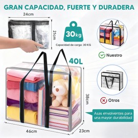 VIOPY 4Pzs Bolsas De Almacenamiento Transparente 40L, Impermeable, Plegable
