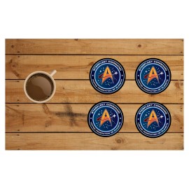 Unbranded STAR TREK STARFLEET COMMAND CUSTOM HARDBOARD HOUSE BAR COASTER SET OF 4