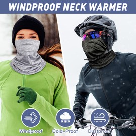 Kiiwah Pack of 2 Multifunctional Scarf, Tube Scarf, Elastic Loop Scarf, Neckerchief for Men and Women, Windproof Neck Warmer, Motorcycle Neck Warmer for Skiing, Running, Cycling, Black, grey.