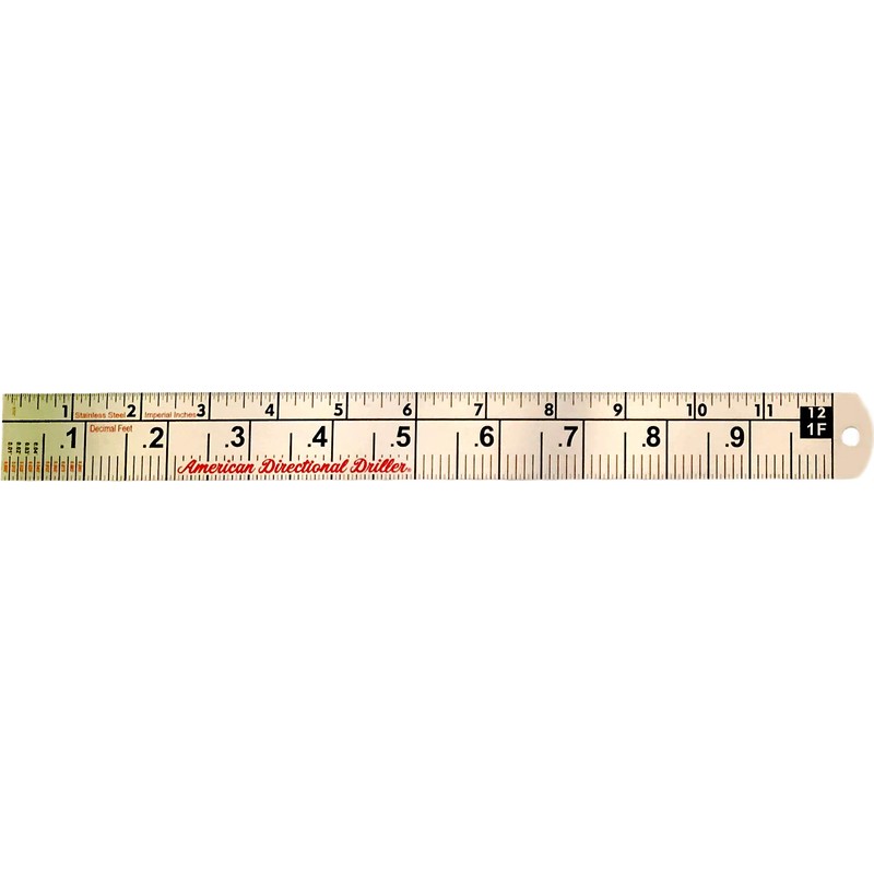 1 Decimal Foot Stainless Steel Ruler, Engineer Scale, 12 Inch