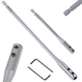 QISF 6 inch & 12 inch Forstner Bit Extension Set,1/4 Wood Spade Bit Extension Bar with 2 Pcs Key,Drilling Depth Tool for Wood Turners Furniture Carpentry and Construction