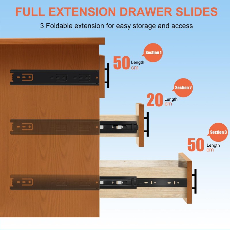 12 inch Drawer Slides 4 Pairs (8pcs) Full Extension Ball