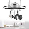 Kitchen Storage Hanging Pot Holder Pan Hanger Shelf Cookware 9-Hooks