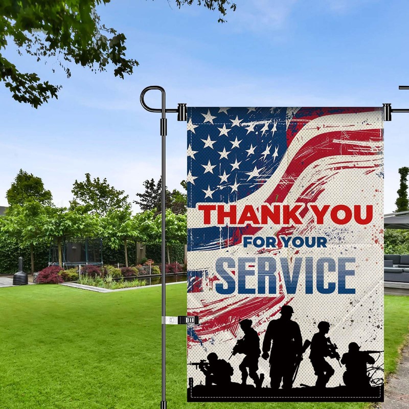 Thank You for Your Service Garden Flag Patriotic Banner 12X18'