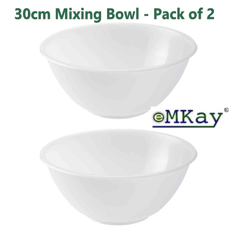 eMKay® Set of 2 Clear Plastic Mixing Bowls - 30cm