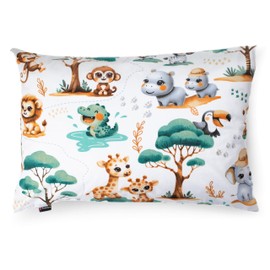 PinkZebra Children's Pillowcase 40 x 60 cm 100% Cotton Pillowcase Boys Oeko-Tex Standard 100 Children's Covers with Zip Safari 2