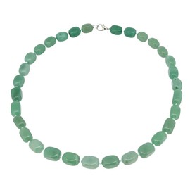 TreasureBay Womens Handmade Natural Gemstone Beaded Necklace - Pink Rose Quartz, Green aventurine, Yellow Agate Beaded Necklace for Women Ladies and Girls (Green Aventurine)