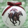 H068 Hand-made Christmas Ornament horse polo pony maroon orange VT