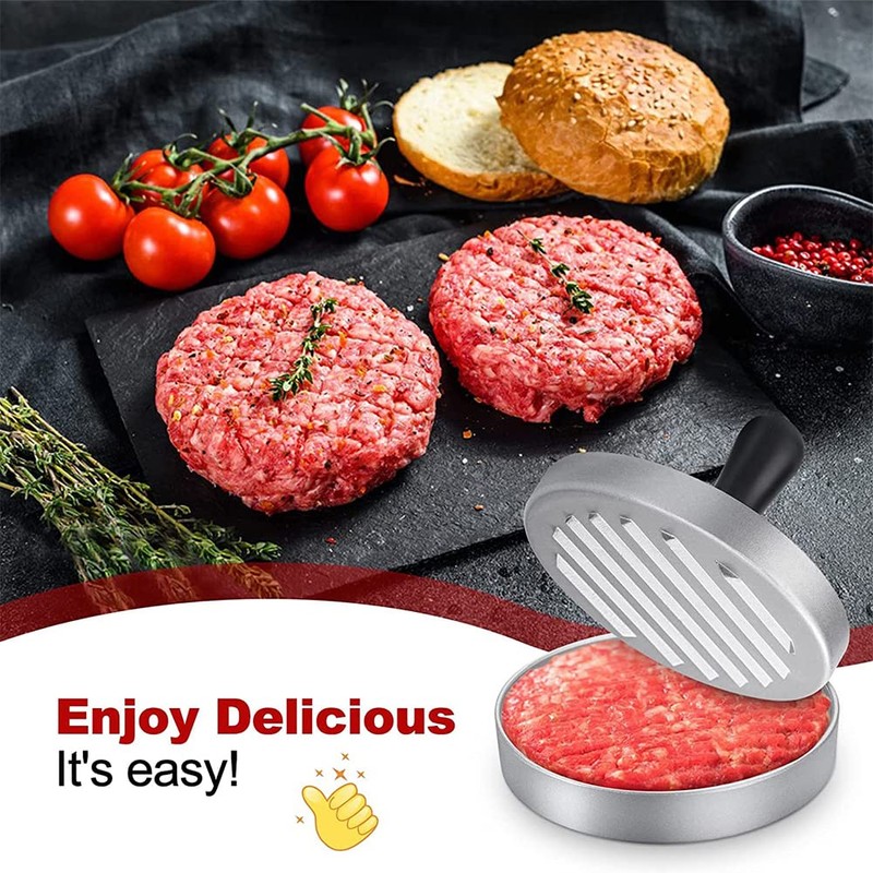 Non-Stick Aluminum Burger Press with 100Pcs Patty Papers, Aufondof 4.5