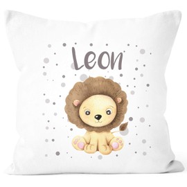 SpecialMe® Cushion Cover with Name for Children Lion Motif Name Cushion Cotton 40 x 40 cm White One Size