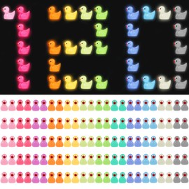Giftota Pack of 120 Mini Luminous Ducks, 12 Colours, Small Colourful Duck Figures, Miniature Mini Duck Resin for Decoration of Miniature Garden, Craft, Pot Decorations, DIY, Fish Tanks and Aquariums