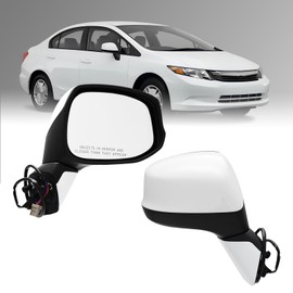 xingsichuang Right Passenger Side Mirror For (2012 2013 2014 2015) HONDA CIVIC with Power Mirror Manual Folding丨Without Turn Signal Light Non-Heated Match to White Replace#76202TR0A01(3 Pins)