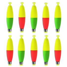 LiFschal Weighted Bobbers for Fishing Floats Cigar Shape EVA Foam Snap-on Fishing Bobbers for Crappie Bluegill Panfish Trout Catfish Bass 10 Packs