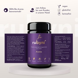 Rubyni Aronia 400 mg Organic Aronia Berry Extract per Capsule 90 Capsules