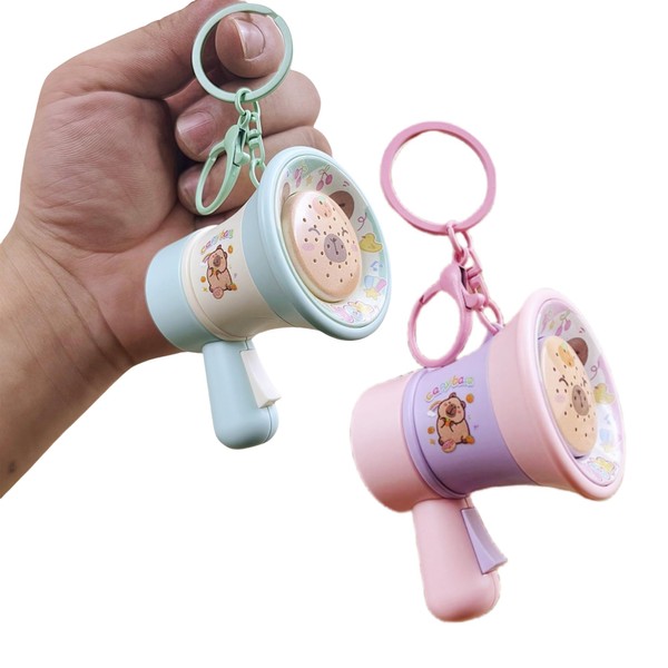 WIizyzfhy Relaxing Music Box Megaphone Keychains Multifunctional Mininature Turntables Keychains,