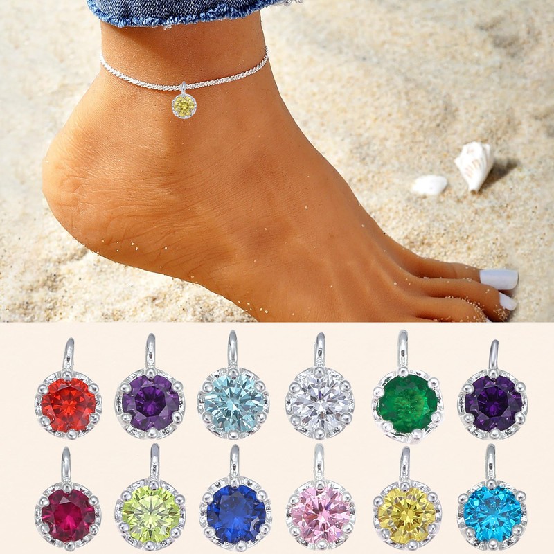 Wellike Silver Ankle Bracelets For Women Waterproof March Birthstone Anklets