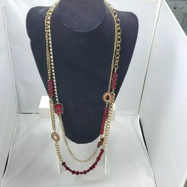 Bijou 36 inch Red stone with gold link necklace NWT retail $84