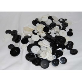 celloexpress Pack of 500g - BLACK & WHITE BUTTONS - Mixed Sizes of Various Black & White Buttons for Sewing and Crafting